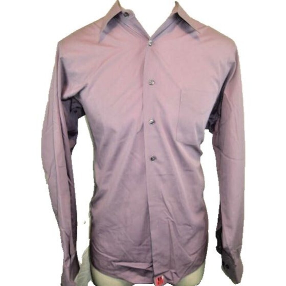 Mens Van Heusen Pale Purple Cotton Blend LS Casual Shirt sz 16x34/35